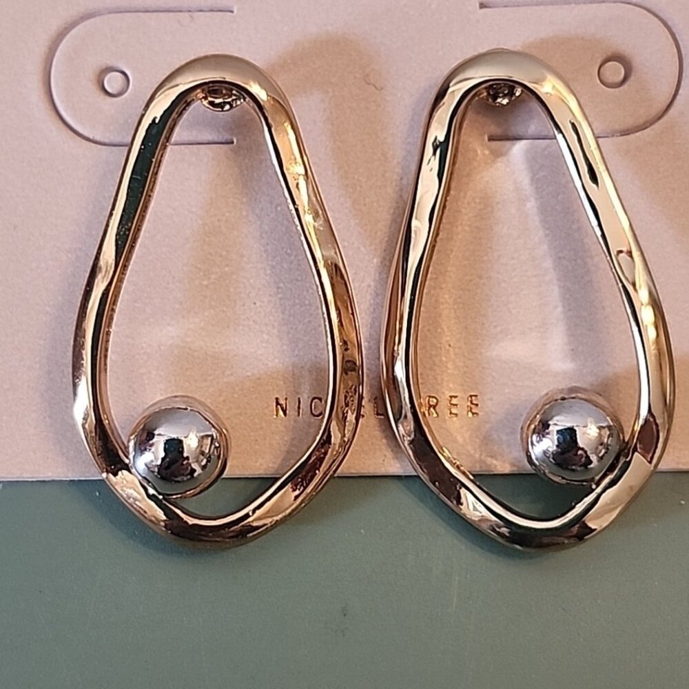 14th & Union Earrings Gold and Silver Toned Ball in Oval